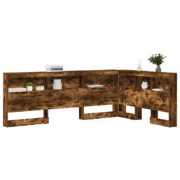 Berkfield Storage Headboard With Shelf Smoked Oak 120 Cm Engineered Wood - thumbnail 3
