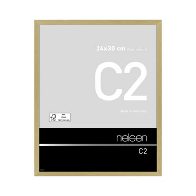 Nielsen C2 Brushed Gold Aluminium Picture Frame 24X30Cm - With Float Glass And Push/turn Clips - image 1