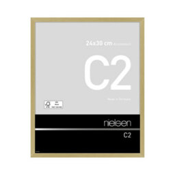 Nielsen C2 Brushed Gold Aluminium Picture Frame 24X30Cm - With Float Glass And Push/turn Clips