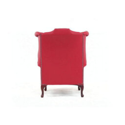 Chesterfield High Back Wing Chair Shelly Velvet Red Real Leather Bespoke In Queen Anne Style - thumbnail 9