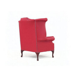 Chesterfield High Back Wing Chair Shelly Velvet Red Real Leather Bespoke In Queen Anne Style - thumbnail 8