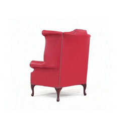 Chesterfield High Back Wing Chair Shelly Velvet Red Real Leather Bespoke In Queen Anne Style - thumbnail 7