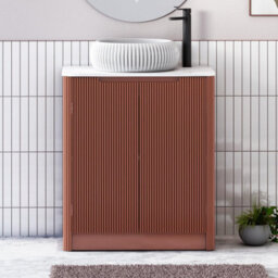 Royal Bathrooms Avenza 800mm Terracotta Clay Floor Standing Bathroom Vanity Unit 2 Door With Milan Basin
