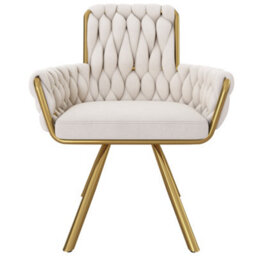 Matteo Set Of 2 Beige Velvet Swivel Dining Chairs With Gold Metal Legs - thumbnail 8