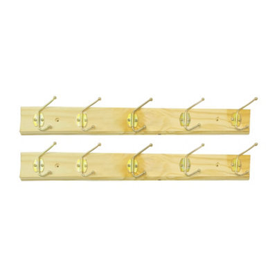 Neel Blue 2Pcs Wooden Coat Rack, Wall Mounted With 5 Double Metal Coat Hooks, 49.5Cm Clothes Hanger - image 1