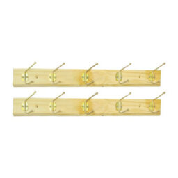 Neel Blue 2Pcs Wooden Coat Rack, Wall Mounted With 5 Double Metal Coat Hooks, 49.5Cm Clothes Hanger - thumbnail 1