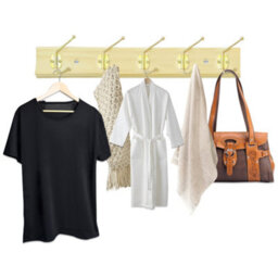 Neel Blue 2Pcs Wooden Coat Rack, Wall Mounted With 5 Double Metal Coat Hooks, 49.5Cm Clothes Hanger - thumbnail 5