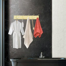 Neel Blue 2Pcs Wooden Coat Rack, Wall Mounted With 5 Double Metal Coat Hooks, 49.5Cm Clothes Hanger - thumbnail 8