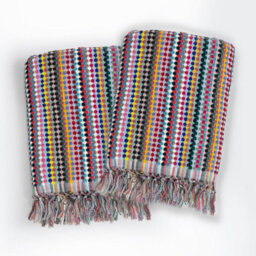 Allure Bath Fashions Multicoloured Recycled Cotton Tasselled Large Bath Sheet Towels - Set Of 2 - thumbnail 1