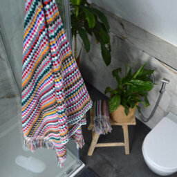 Allure Bath Fashions Multicoloured Recycled Cotton Tasselled Large Bath Sheet Towels - Set Of 2 - thumbnail 7