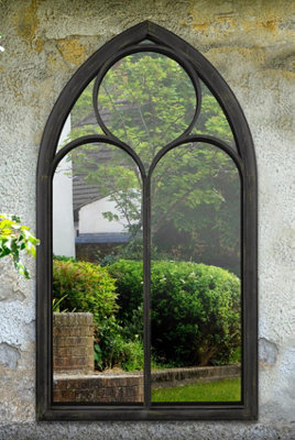 Mirroroutlet Somerley Chapel Arch Large Black Garden Mirror 150 X 81Cm - image 1