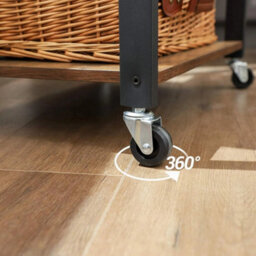 Durable Kitchen Serving Trolley With 3 Shelves & Removable Hooks - Rustic Charm - thumbnail 4