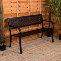 Lassic Garden Vida 3 Seater 125Cm Wide Lattice Style Steel Garden Outdoor Bench - thumbnail 1
