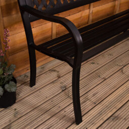 Lassic Garden Vida 3 Seater 125Cm Wide Lattice Style Steel Garden Outdoor Bench - thumbnail 7