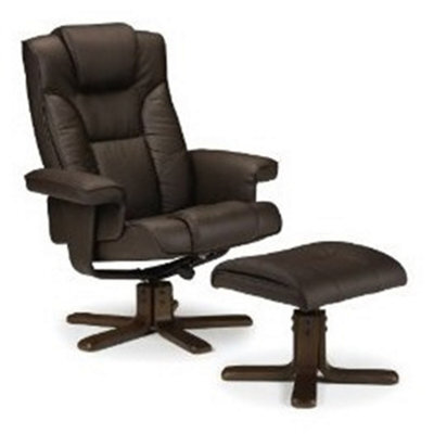 iLikeStores Reclining Swivel Chair With Footstool - Brown