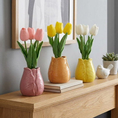 Garden Greatness Trio Artificial Tulip In Vase Set - image 1