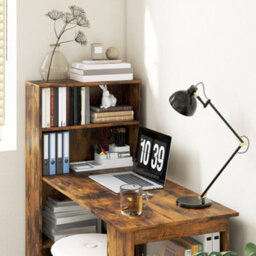 Homcom 120Cm Computer Desk Bookshelf Writing Table 6 Shelves Brown - thumbnail 8