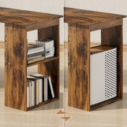 Homcom 120Cm Computer Desk Bookshelf Writing Table 6 Shelves Brown - thumbnail 7