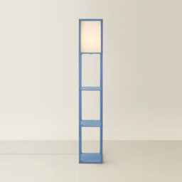 Valuelights Struttura Blue Shelving Unit Floor Lamp With Fabric Shade - thumbnail 3