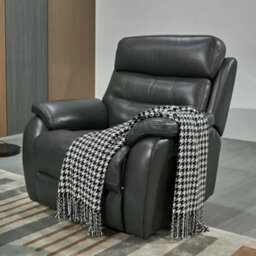 Fletcher Dark Grey Leather Power Recliner Armchair With Power Headrest, Usb Charging, Pocket Sprung Seat & Top Grain Leather - thumbnail 5