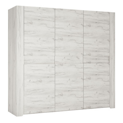 Furniture To Go Angel 3 Door Wardrobe In White Craft Oak - image 1