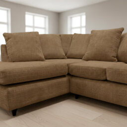 Abakus Direct Jumbo Chenille Corner Sofa In Brown Left Facing With Plush Chaise Extension - thumbnail 5