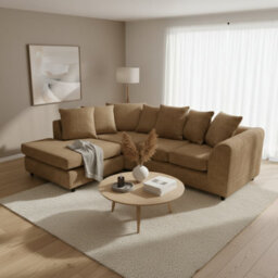 Abakus Direct Jumbo Chenille Corner Sofa In Brown Left Facing With Plush Chaise Extension - thumbnail 6