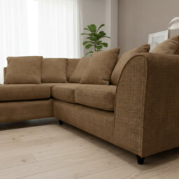 Abakus Direct Jumbo Chenille Corner Sofa In Brown Left Facing With Plush Chaise Extension - thumbnail 4