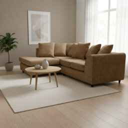 Abakus Direct Jumbo Chenille Corner Sofa In Brown Left Facing With Plush Chaise Extension - thumbnail 7