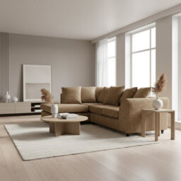 Abakus Direct Jumbo Chenille Corner Sofa In Brown Left Facing With Plush Chaise Extension - thumbnail 3