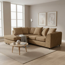 Abakus Direct Jumbo Chenille Corner Sofa In Brown Left Facing With Plush Chaise Extension - thumbnail 8