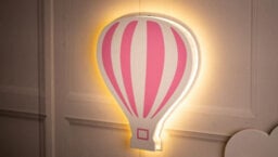 Wooden White And Pink Led Night Light Childrens Room Battery Powered Light - thumbnail 7