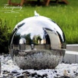 Outdoor Living UK 40Cm Stainless Steel Sphere Modern Metal Mains Plugin Powered Water Feature - thumbnail 2