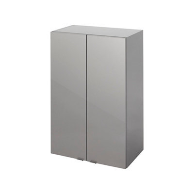 GoodHome Imandra Deep Gloss Anthracite Bathroom Double Wall Cabinet (H)90Cm (W)6Cm - image 1