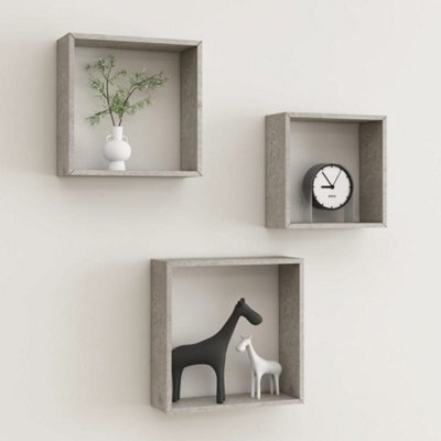Berkfield Wall Cube Shelves 3 Pcs Concrete Grey - image 1