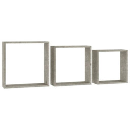 Berkfield Wall Cube Shelves 3 Pcs Concrete Grey - thumbnail 3