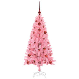 Vidaxl Christmas Tree With 150 Leds With Stand Pink 120 Cm Pvc - thumbnail 4