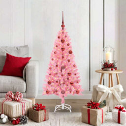 Vidaxl Christmas Tree With 150 Leds With Stand Pink 120 Cm Pvc - thumbnail 1
