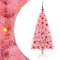 Vidaxl Christmas Tree With 150 Leds With Stand Pink 120 Cm Pvc - thumbnail 2