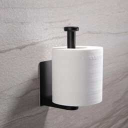CLEFFNS Stainless Steel Toilet Paper Holder, Self Adhesive No Drilling Toilet Roll Holder, Matte Black, Wall Mounted For Bathroom - thumbnail 1