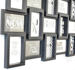 Biznest 24 Picture Multi Aperture Zig Zag Style Photo Frame For 24 Photos Holds 6X4 Home Decor, Living & Bed Room Black  Design 85.8X57 Cm - thumbnail 8