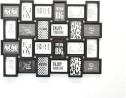 Biznest 24 Picture Multi Aperture Zig Zag Style Photo Frame For 24 Photos Holds 6X4 Home Decor, Living & Bed Room Black  Design 85.8X57 Cm - thumbnail 1