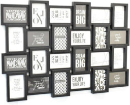 Biznest 24 Picture Multi Aperture Zig Zag Style Photo Frame For 24 Photos Holds 6X4 Home Decor, Living & Bed Room Black  Design 85.8X57 Cm - thumbnail 5