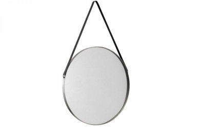 Ashfield Opera Round Pewter Mirror With A Leather Strap - image 1