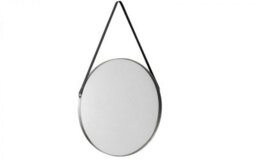Ashfield Opera Round Pewter Mirror With A Leather Strap
