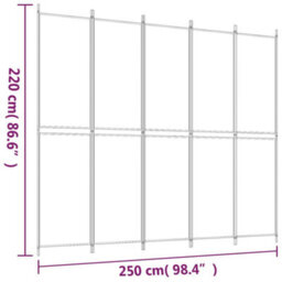 Berkfield 5-Panel Room Divider White 250X220 Cm Fabric - thumbnail 8