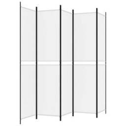 Berkfield 5-Panel Room Divider White 250X220 Cm Fabric - thumbnail 5