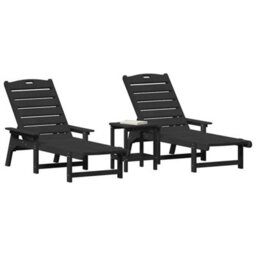 Berkfield Garden Lounge Furniture 3 Pcs Black 38 X 38 X 46Cm Polyethylene - thumbnail 3