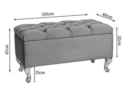Londona 150Cm Chesterfield Ottoman Storage Bench - Plush Velvet Shoe Bench - Grey Upholstery Footstool With Storage - thumbnail 3