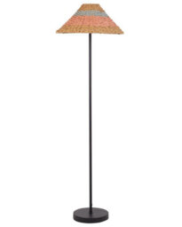 Beliani Floor Lamp - Beige Paper Rope Shade With Pink & Blue Accents, Black Metal Base, 150Cm Height - thumbnail 2